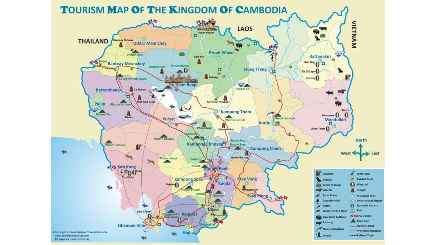 Mappa della Cambogia - informazioni utili per i viaggiatori