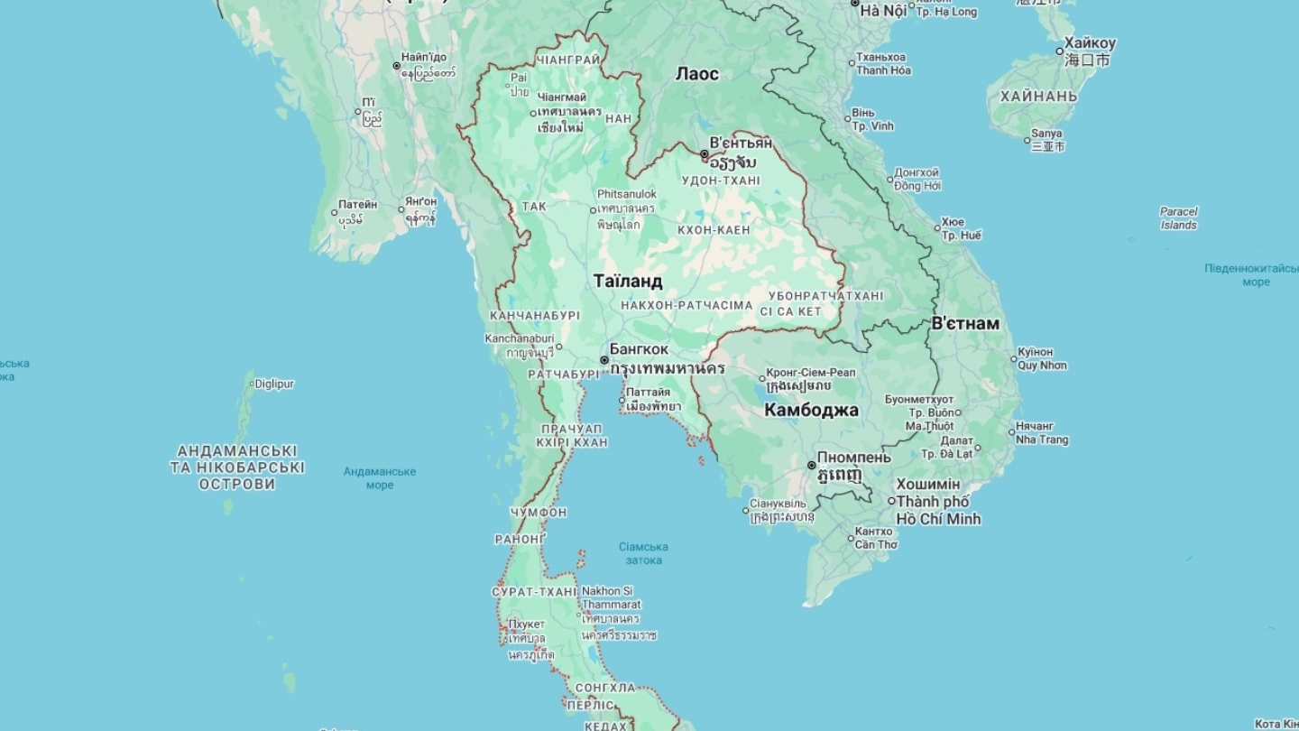 Cartina della Thailandia in Asia