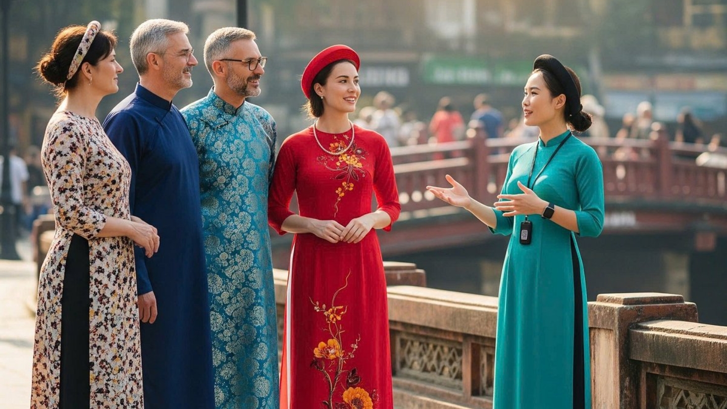 I turisti internazionali preferiscono indossare il costume tradizionale vietnamita
