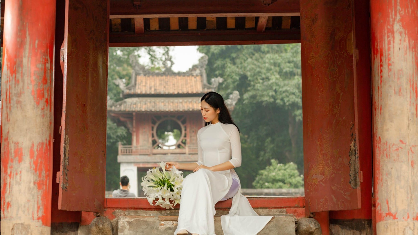 Fare foto al Van Mieu Quoc Tu Giam