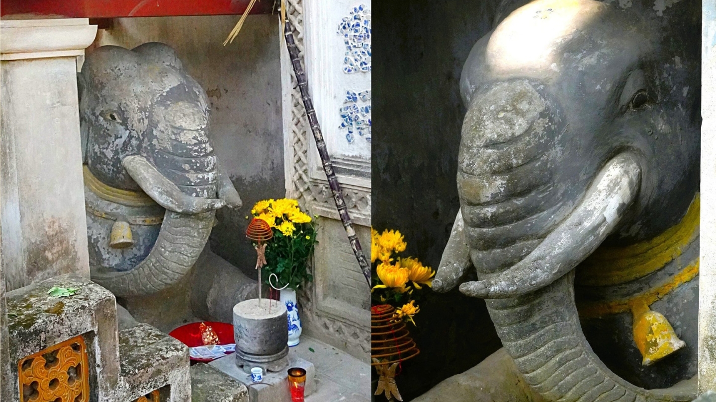 La statua elefante inginocchiato