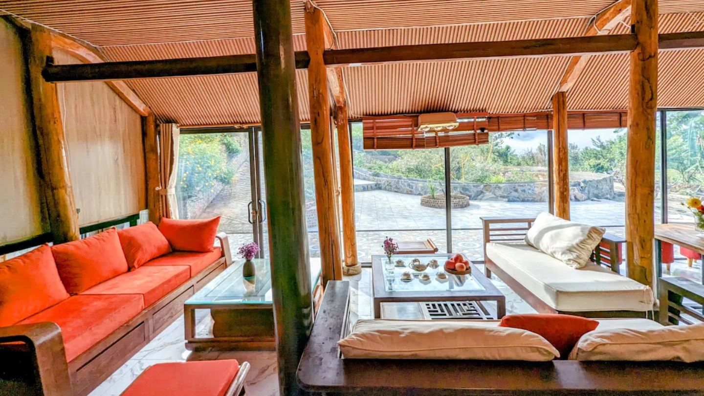 La vista dal soggiorno dell'homestay