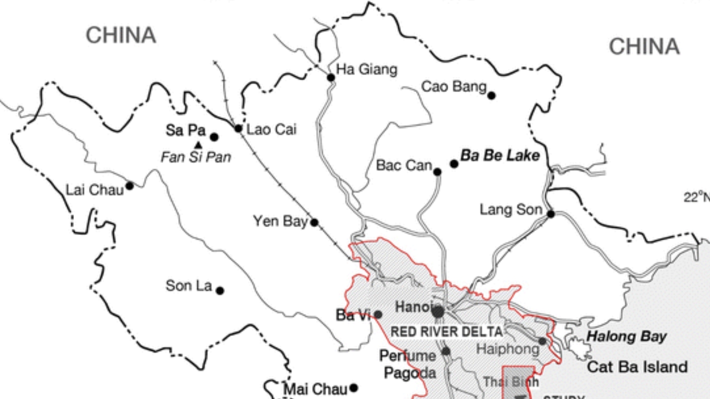Mappa del Vietnam nord-occidentale
