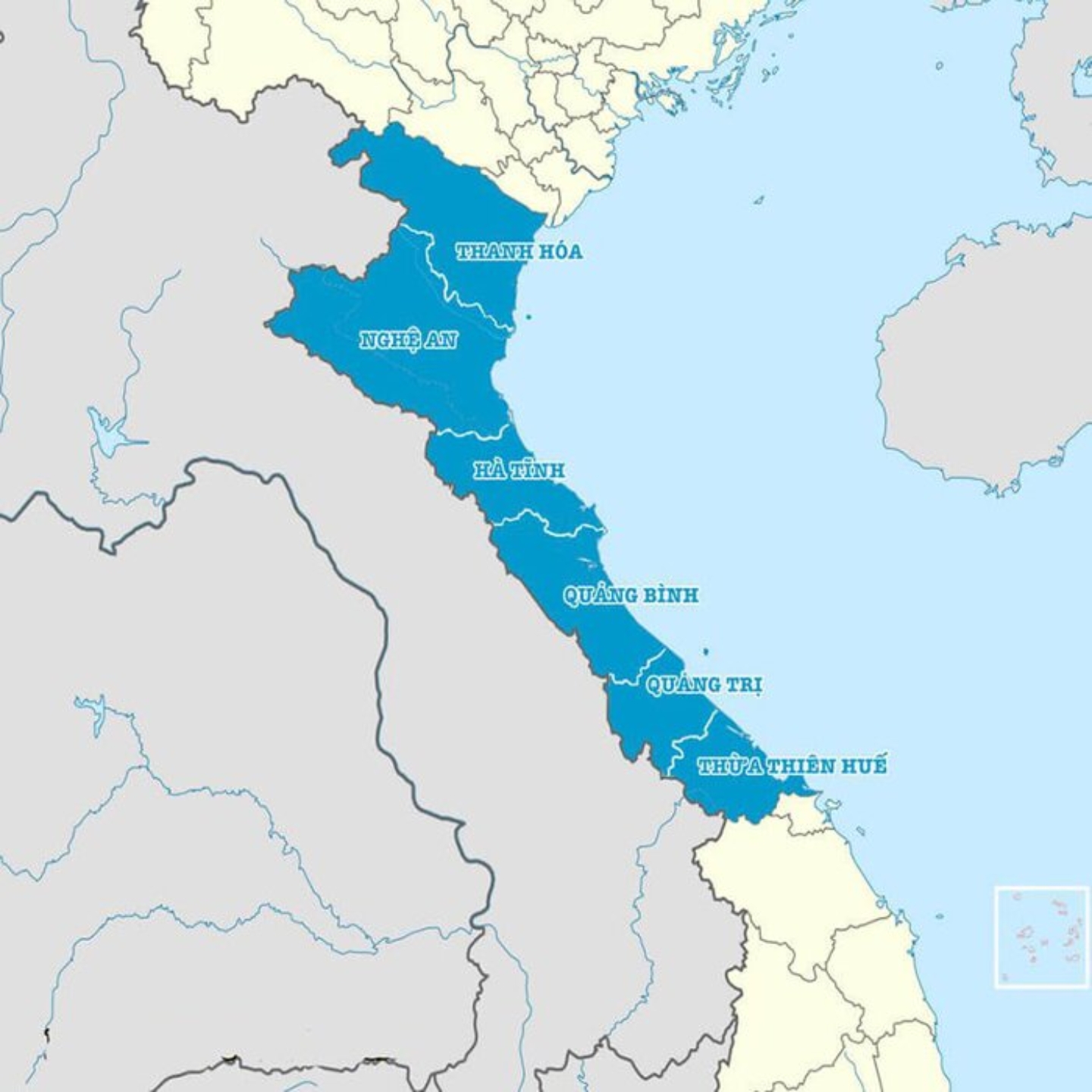 Carta del Vietnam centro-settentrionale