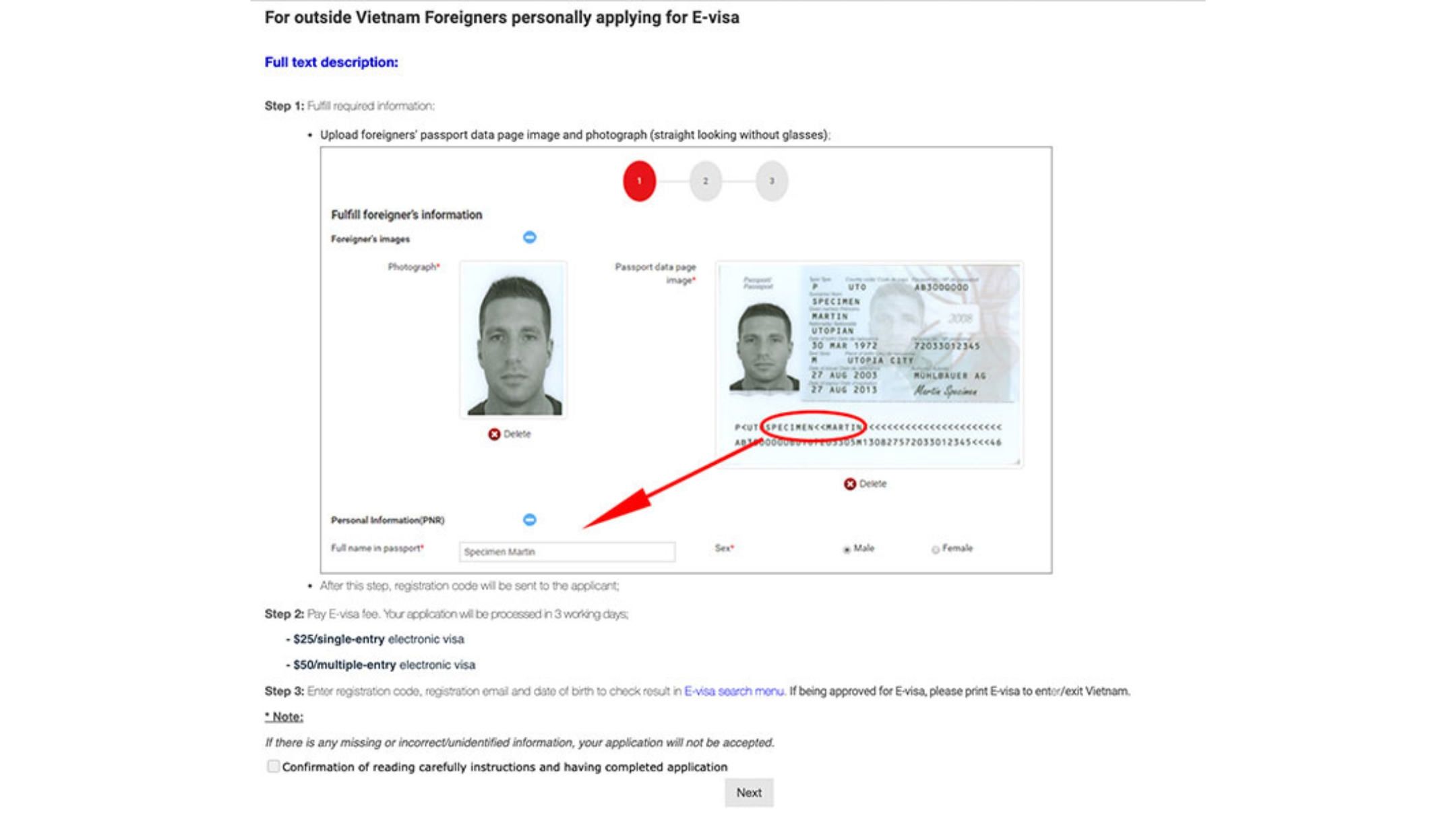 Richiesta del visto elettronico per il Vietnam