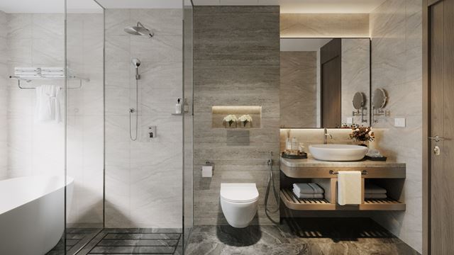 Bagno con vista sulloceano