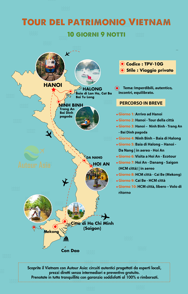 Tour del patrimonio Vietnam 10 giorni