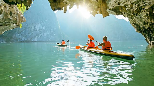 Kayak nella baia di Halong
