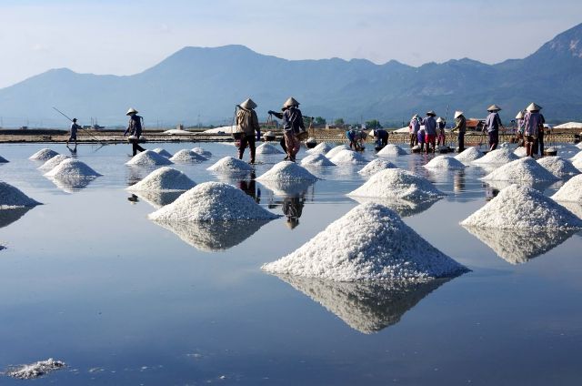 Campo di Sale a Sa Huynh, Quang Ngai, Vietnam